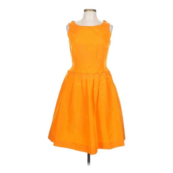 Oscar de La Renta 2008 Resort Runway Tangerine Orange Silk Faille Dress US 10 - Picture 1 of 5
